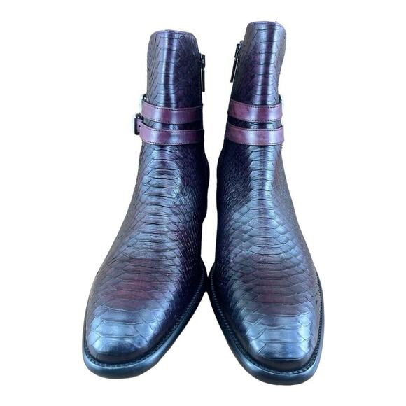 Jo Ghost Men size 8.5  Croc-Embossed Leather Boots Shoes - Picture 6 of 13